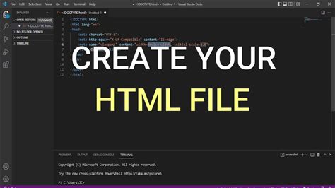 how to create html file in vs code
