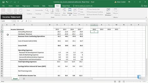 how to create income statement in excel