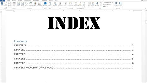how to create index in word from table of contents