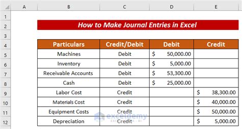 how to create journal in excel