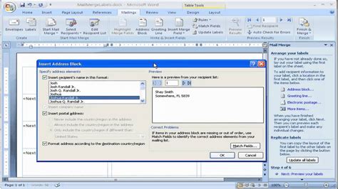 how to create mail merge in ms word 2007