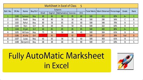 how to create marksheet in excel step by step pdf