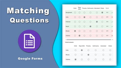 how to create matching questions in google docs