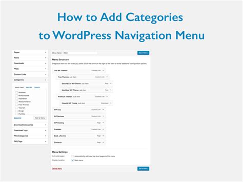 how to create menu categories in wordpress
