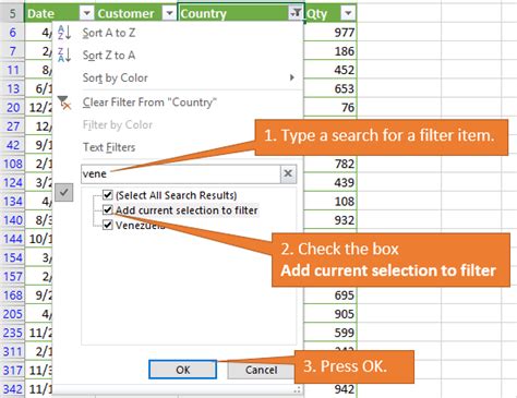 how to create multi select filter in excel