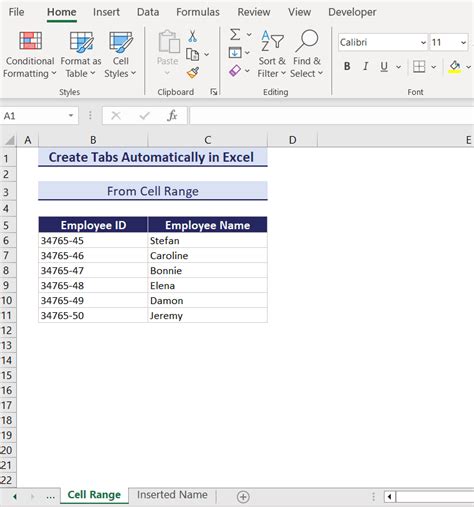 how to create multiple tabs from a list in excel