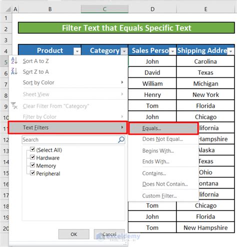 how to create multiple text filters in excel