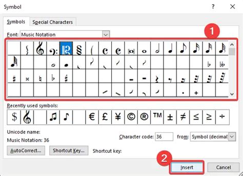 how to create music notes in word