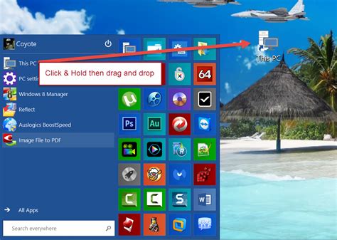 how to create my computer shortcut on desktop in windows 10