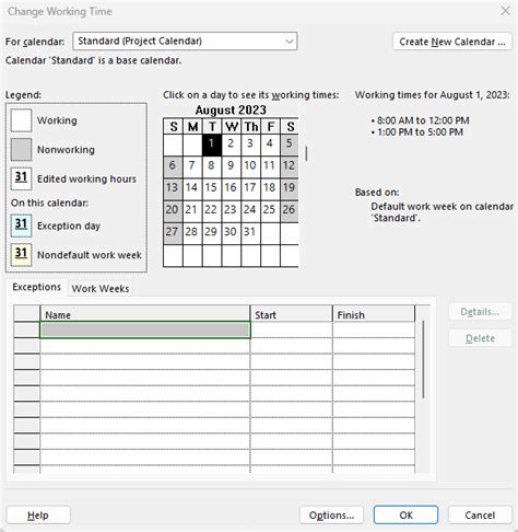 how to create new calendar in microsoft project