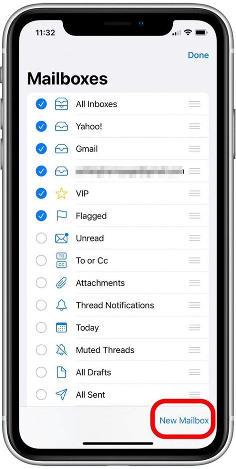 how to create new email folders on iphone