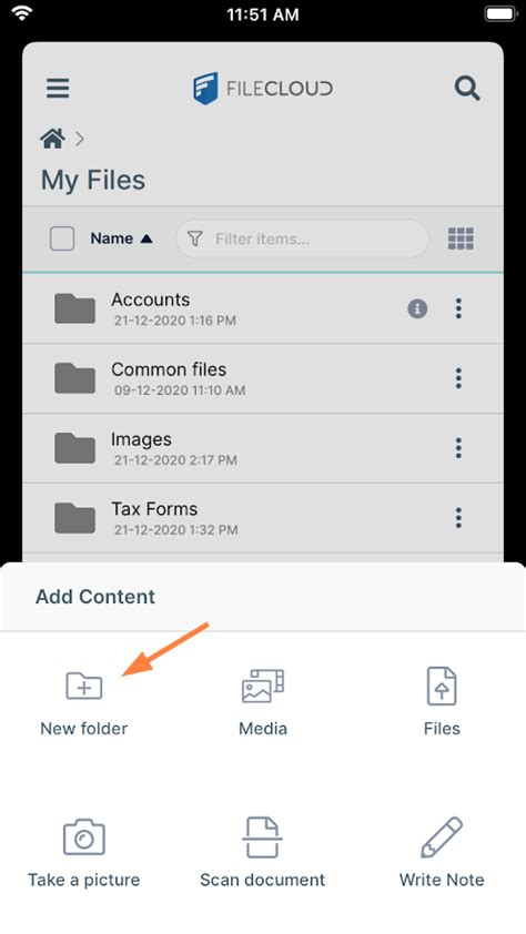 how to create new folder in files ios