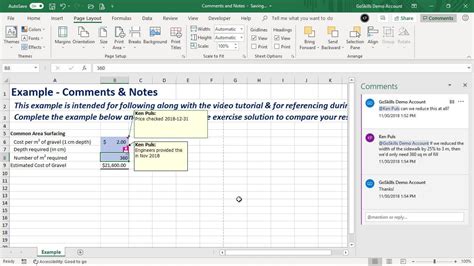 how to create notes in excel