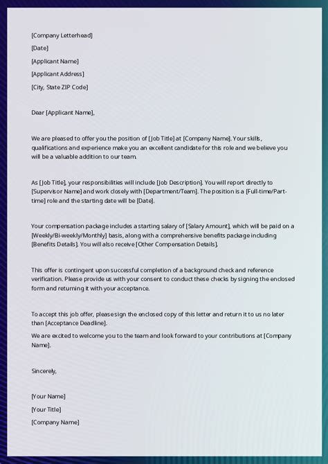 how to create offer letter in word