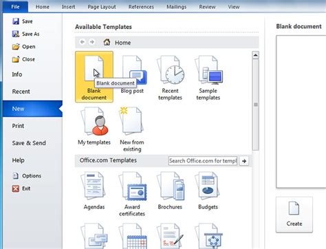how to create open and save a file in ms word