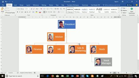 how to create org chart in word