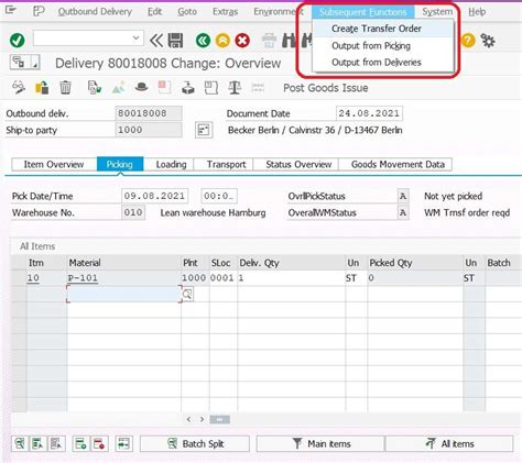how to create outbound delivery for purchase order in sap