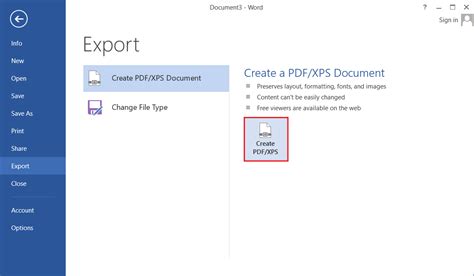 how to create pdf file in word