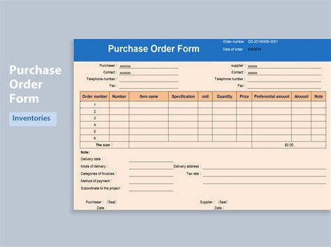 how to create purchase order format in excel