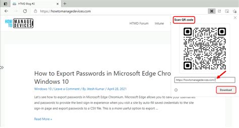 how to create qr code for website in edge