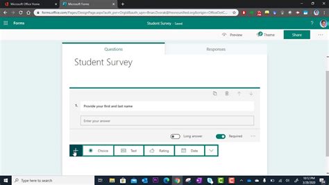 how to create questionnaire in microsoft forms