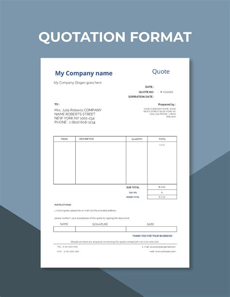 how to create quotation format