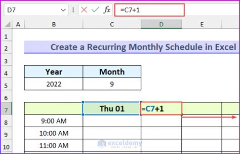 how to create recurring dates in excel