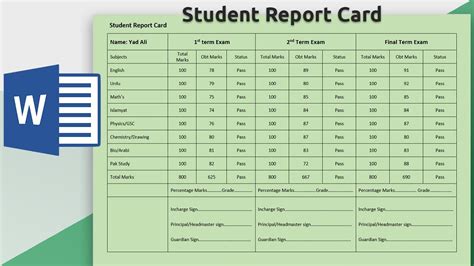 how to create report card in ms word