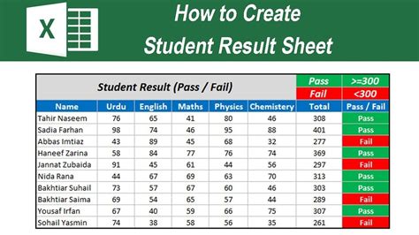 how to create result sheet in excel