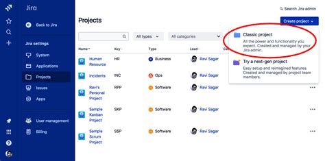 how to create sample project in jira
