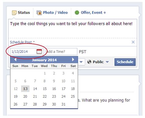how to create schedule post on facebook page