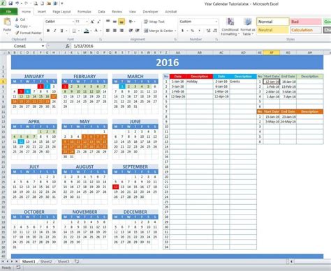 how to create school calendar in excel