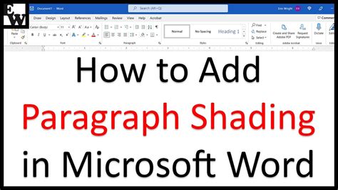 how to create shading in word