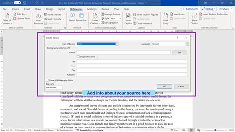 how to create source in word