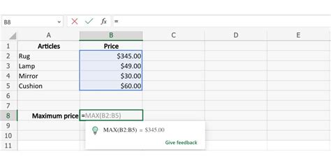 how to create suggestion box in excel