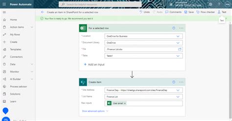 how to create table in excel using power automate
