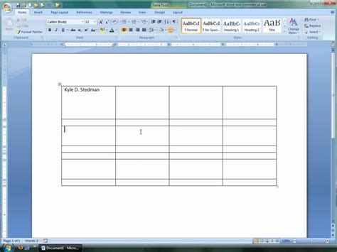 how to create table in ms word 2007
