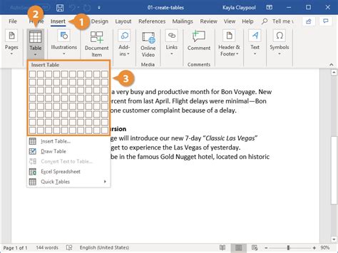 how to create table in ms word mobile