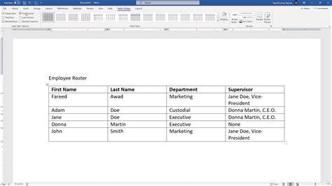how to create table in word from excel