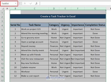 how to create task tracker in excel