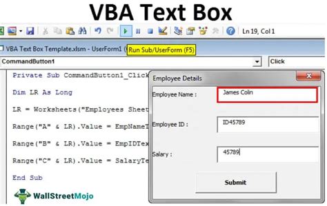 how to create text box in excel using macro