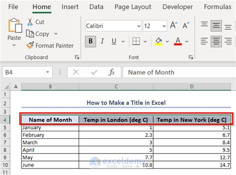 how to create title headings in excel