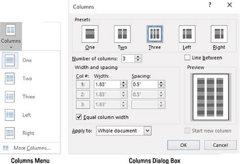 how to create two column text box in word
