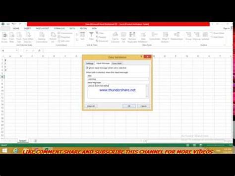 how to create warning message in excel