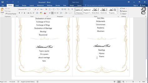 how to create wedding program in word