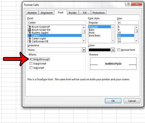 how to cross out in excel on mac