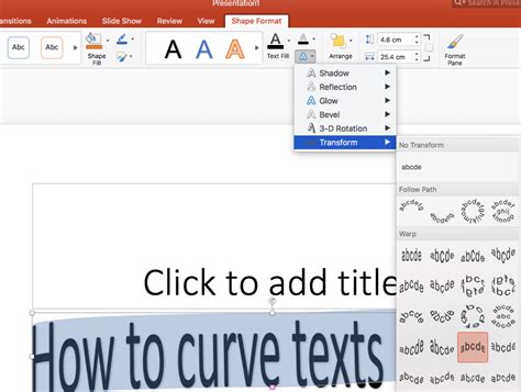 how to curve words in word on mac