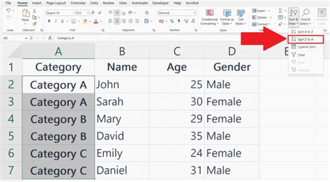 how to custom sort in excel with merged cells