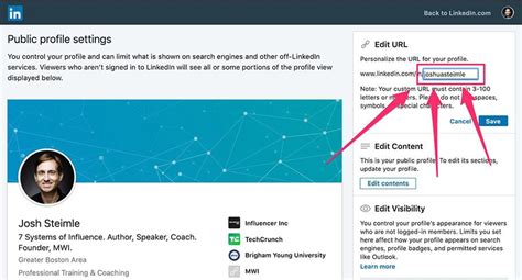 how to customise linkedin url