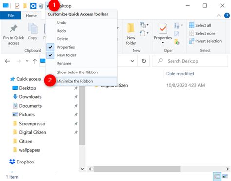 how to customize quick access toolbar windows 10